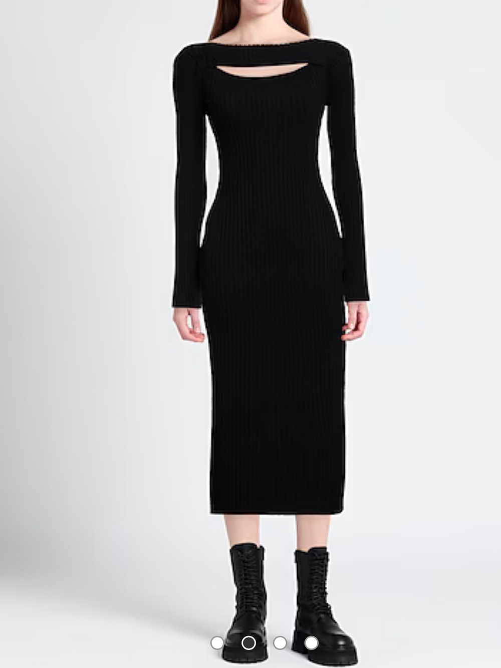 Anine Bing Lora Black Ribbed Knit Cut out Midi Dress,size small